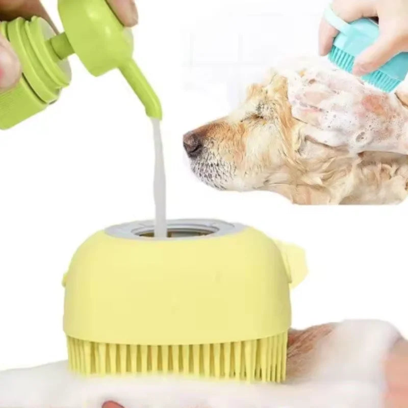 Guantes de Silicona para Baño y Masaje de Perros, Cepillo para Mascotas, Herramienta de Limpieza para Baño de Gatos, Cepillo para Perros con Dispensador de Champú, Suministros de Aseo para Perros.