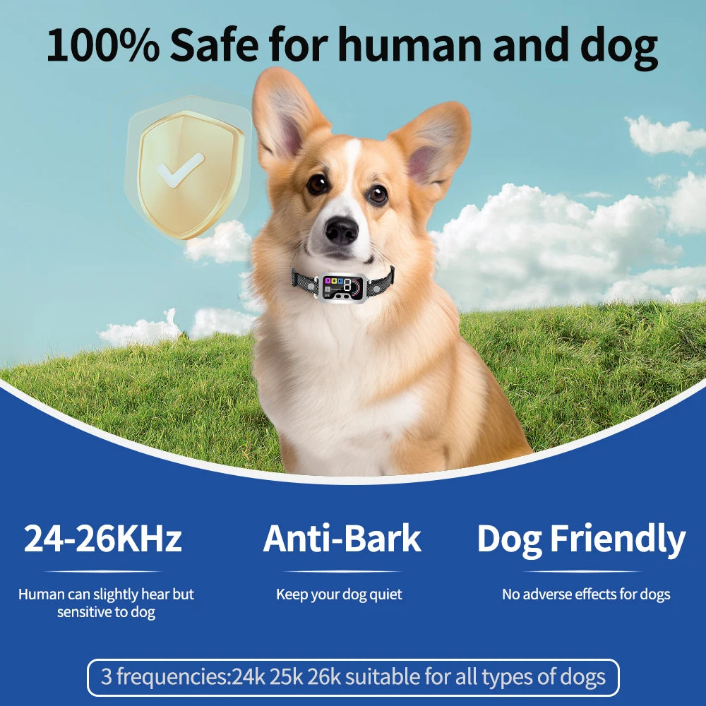 Collar inteligente contra ladridos para perros grandes y medianos, dispositivo disuasorio ultrasónico inteligente, Collar antiladridos recargable.