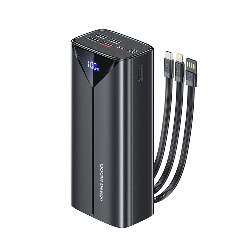 cargador portatil 30000mAh,Cable incorporado de carga rápida de 22,5 W, cargador portátil de batería grande externa para iPhone, Samsung y Xiaomi