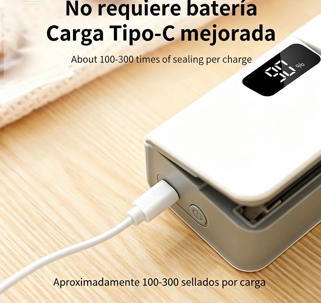 Sellador Térmico Portátil 2 en 1 con Pantalla LED y Carga USB-C
