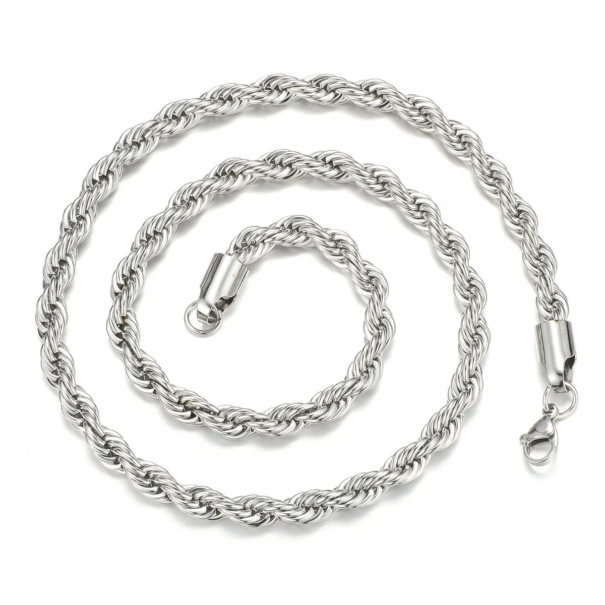 Collar de cadena de cuerda trenzada de acero inoxidable para hombres y mujeres Accesorios de joyería.