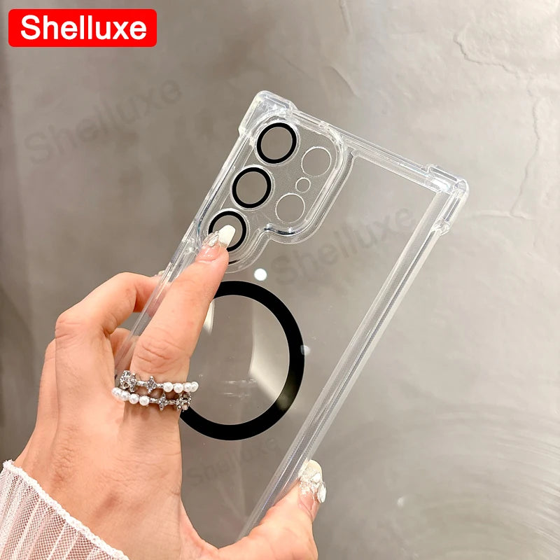 Funda Magnética Transparente Tipo Armadura para iPhone 17, iPhone 18 Pro Max, Funda Protectora de Lujo con Esquinas Reforzadas para iPhone 18, 17 Pro Max, 17 Air