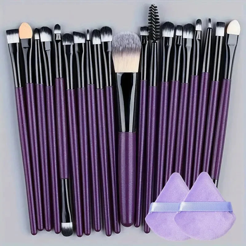 Set de Brochas de Maquillaje de 20 Piezas, Brochas Suaves y Esponjosas para Sombras de Ojos, Base Cosmética, Polvo, Iluminador, Herramienta de Belleza para Principiantes.