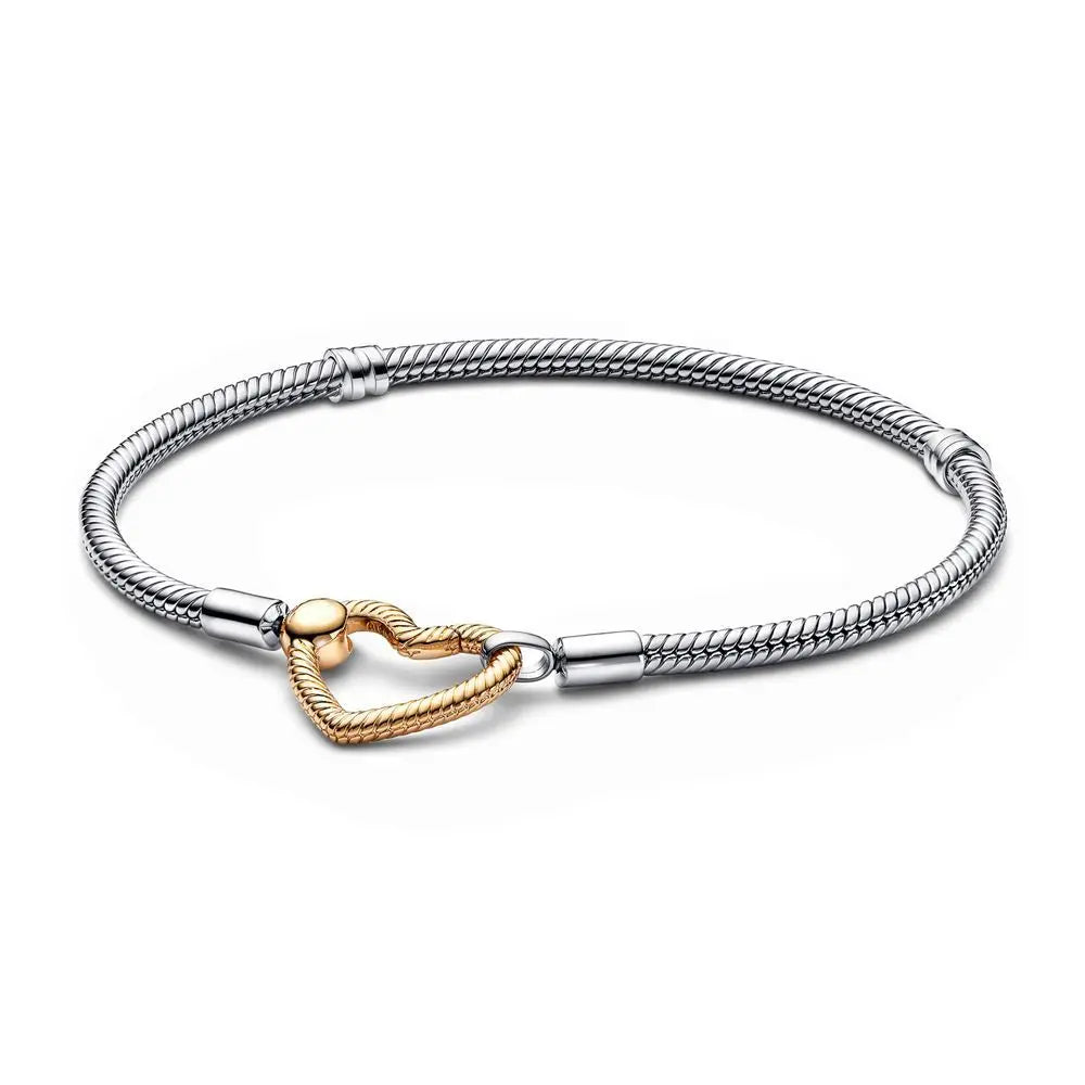 Pulsera de cadena de hueso de serpiente de lujo con circonita completa y corazón de plata pura 100% 925%, muy vendida, para mujer, joyería, regalo de fiesta.