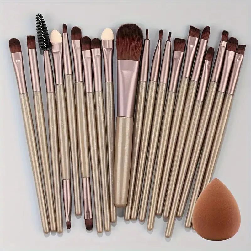 Set de Brochas de Maquillaje de 20 Piezas, Brochas Suaves y Esponjosas para Sombras de Ojos, Base Cosmética, Polvo, Iluminador, Herramienta de Belleza para Principiantes.