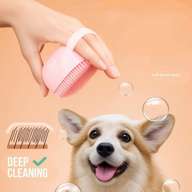 Guantes de Silicona para Baño y Masaje de Perros, Cepillo para Mascotas, Herramienta de Limpieza para Baño de Gatos, Cepillo para Perros con Dispensador de Champú, Suministros de Aseo para Perros.