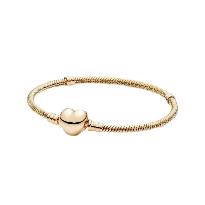 Pulsera de cadena de hueso de serpiente de lujo con circonita completa y corazón de plata pura 100% 925%, muy vendida, para mujer, joyería, regalo de fiesta.