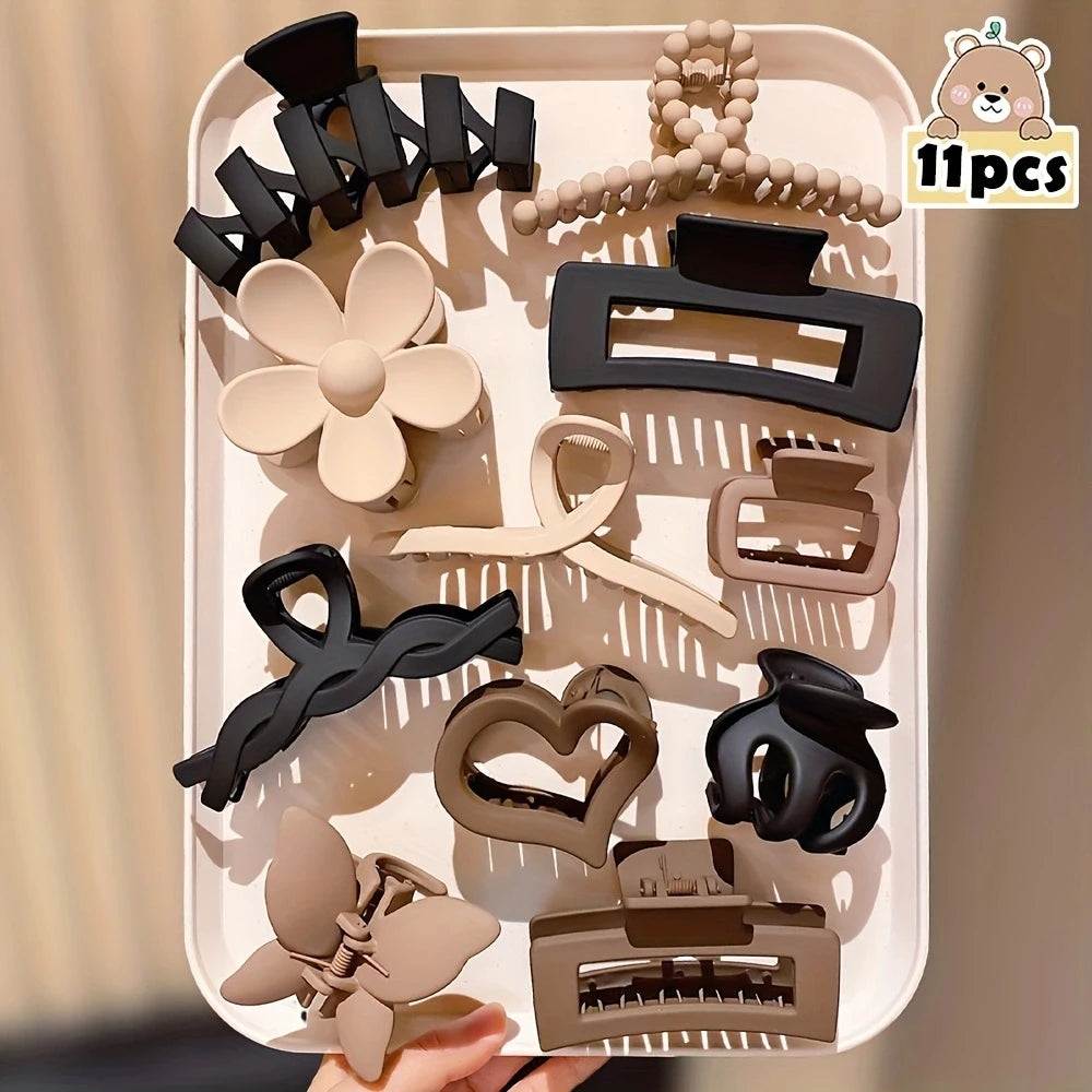 11 piezas de garras para el cabello de moda y de alta gama adecuadas para niñas lindas, accesorios para el cabello de mujer de moda.
