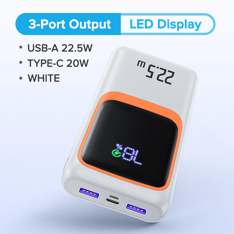 Banco de energía batería externa de gran capacidad PD 22,5 W cargador portátil de carga rápida para Samsung iPhone Xiaomi,QOOVIÇ 20000mAh.