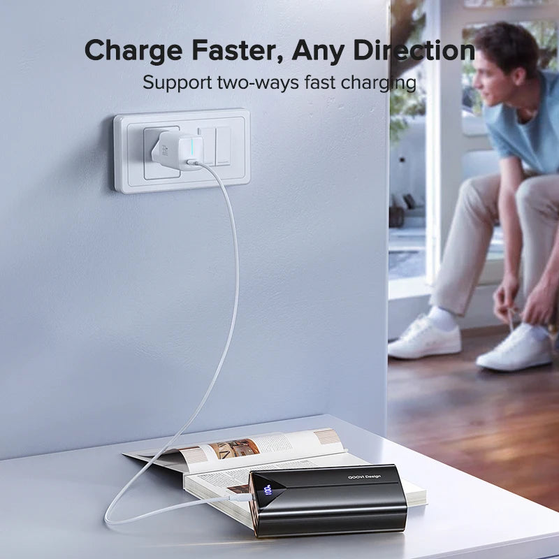 cargador portatil 30000mAh,Cable incorporado de carga rápida de 22,5 W, cargador portátil de batería grande externa para iPhone, Samsung y Xiaomi