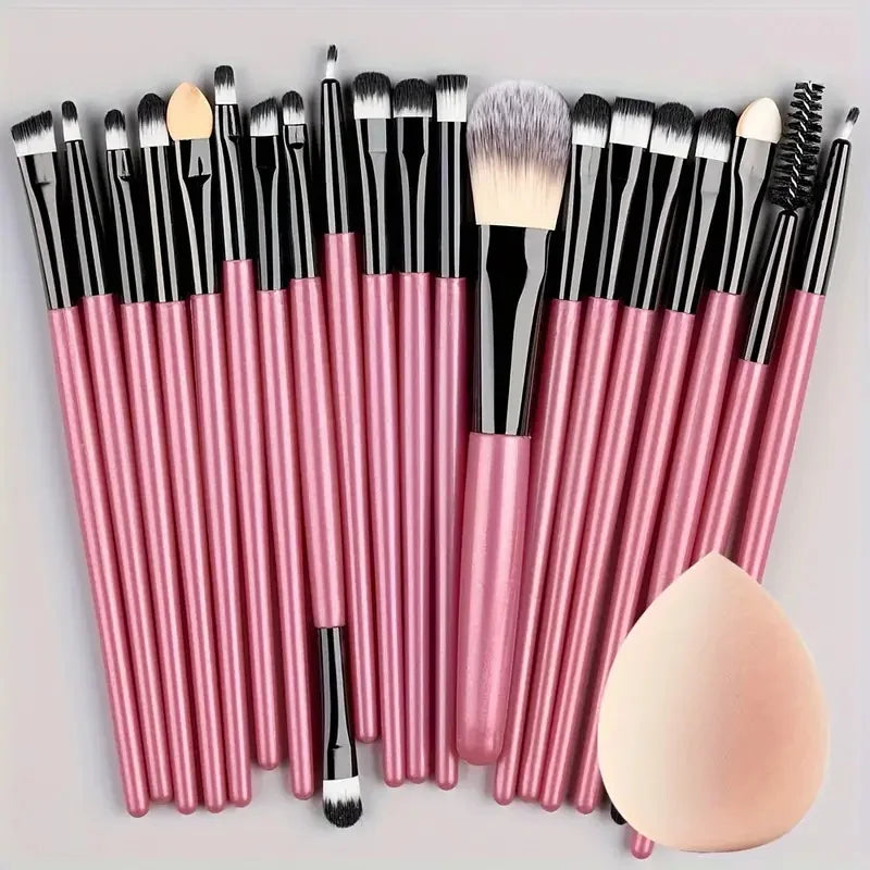 Set de Brochas de Maquillaje de 20 Piezas, Brochas Suaves y Esponjosas para Sombras de Ojos, Base Cosmética, Polvo, Iluminador, Herramienta de Belleza para Principiantes.