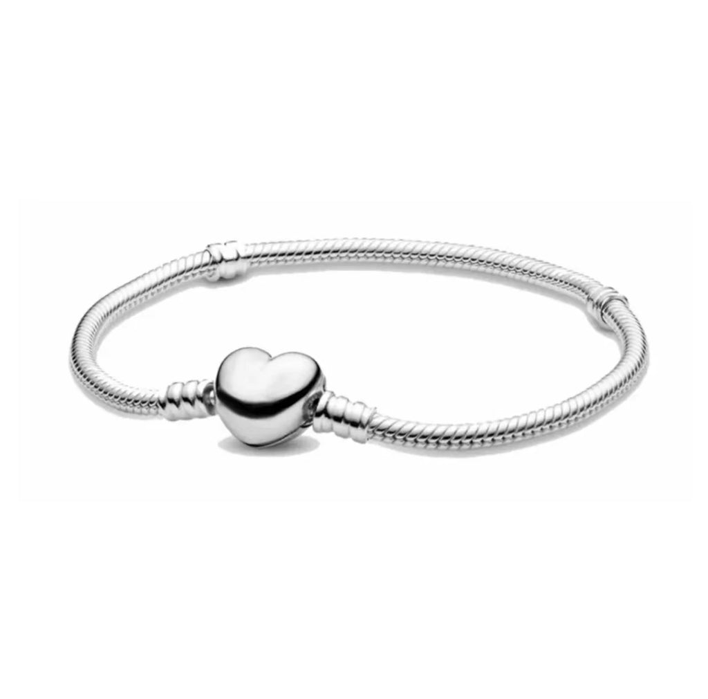 Pulsera de cadena de hueso de serpiente de lujo con circonita completa y corazón de plata pura 100% 925%, muy vendida, para mujer, joyería, regalo de fiesta.