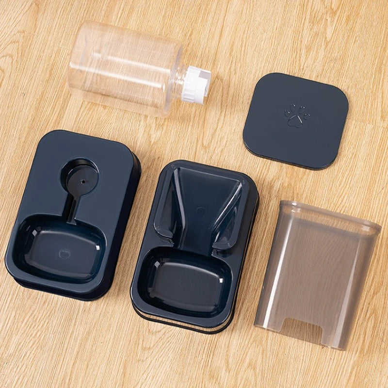 Comedero automático para perros y gatos con bebedero, juego de cuencos y bebederos para comida para mascotas, Control inteligente de porciones para perros y gatos, sin batería.