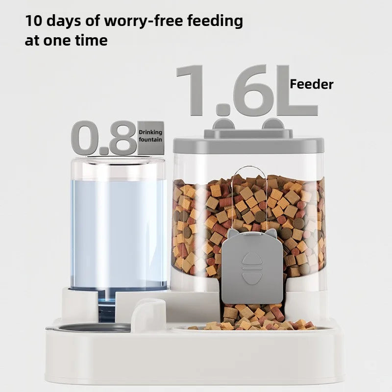 Comedero Automático para Gatos con Diseño Antiderrames y Fuente de Agua, Dispensador de Comida para Mascotas para Gatos y Perros Pequeños, Medianos y Grandes.