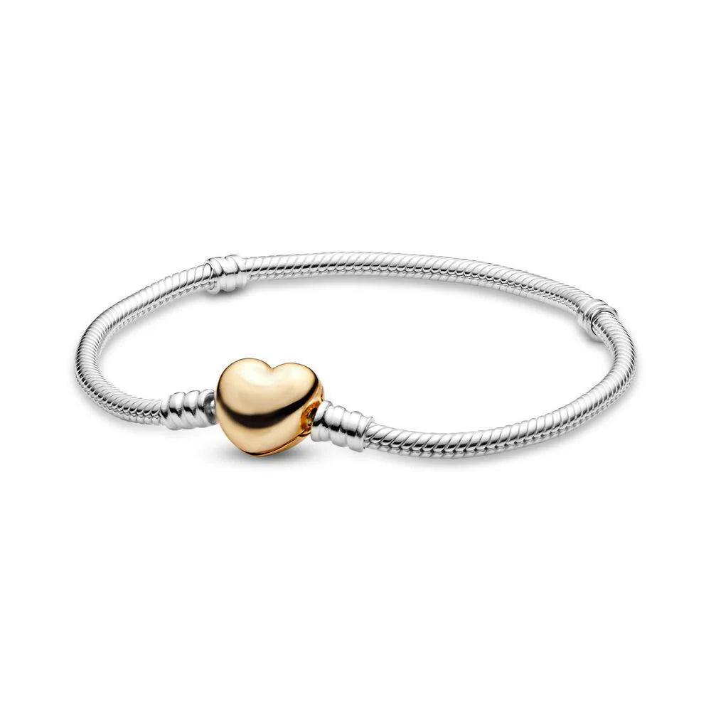 Pulsera de Plata de Ley 925 con Forma de Corazón, Diseño Circular y Moderno, para Mujer, Regalo de Cumpleaños.