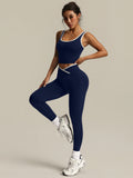 Conjunto de Yoga de 2 Piezas para Mujer, Leggings con Cintura Cruzada en V, Bra Deportivo con Ribete en Contraste, Conjunto Deportivo para Gimnasio, Ropa Deportiva.