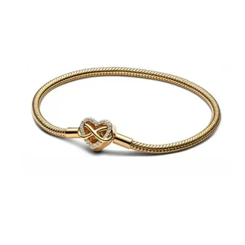 Pulsera de cadena de hueso de serpiente de lujo con circonita completa y corazón de plata pura 100% 925%, muy vendida, para mujer, joyería, regalo de fiesta.