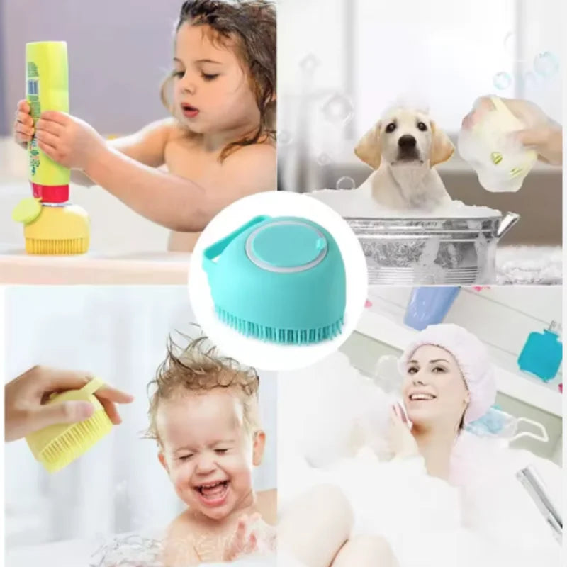 Guantes de Silicona para Baño y Masaje de Perros, Cepillo para Mascotas, Herramienta de Limpieza para Baño de Gatos, Cepillo para Perros con Dispensador de Champú, Suministros de Aseo para Perros.