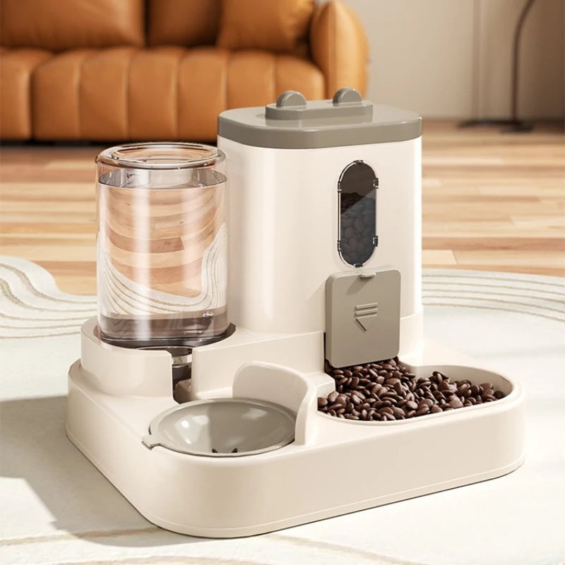 Comedero Automático para Gatos con Diseño Antiderrames y Fuente de Agua, Dispensador de Comida para Mascotas para Gatos y Perros Pequeños, Medianos y Grandes.