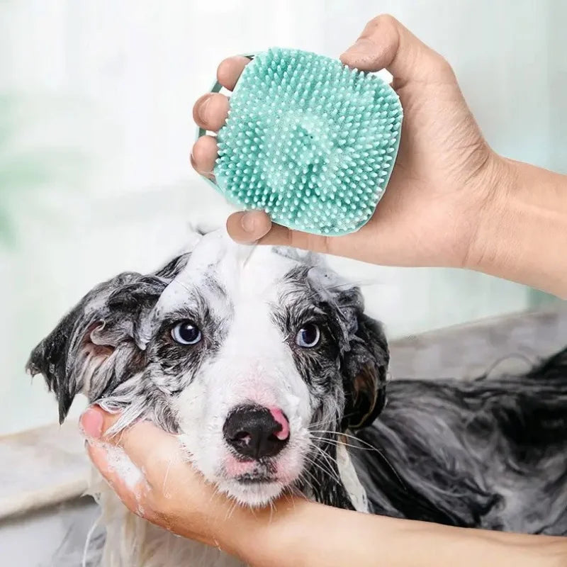 Guantes de Silicona para Baño y Masaje de Perros, Cepillo para Mascotas, Herramienta de Limpieza para Baño de Gatos, Cepillo para Perros con Dispensador de Champú, Suministros de Aseo para Perros.