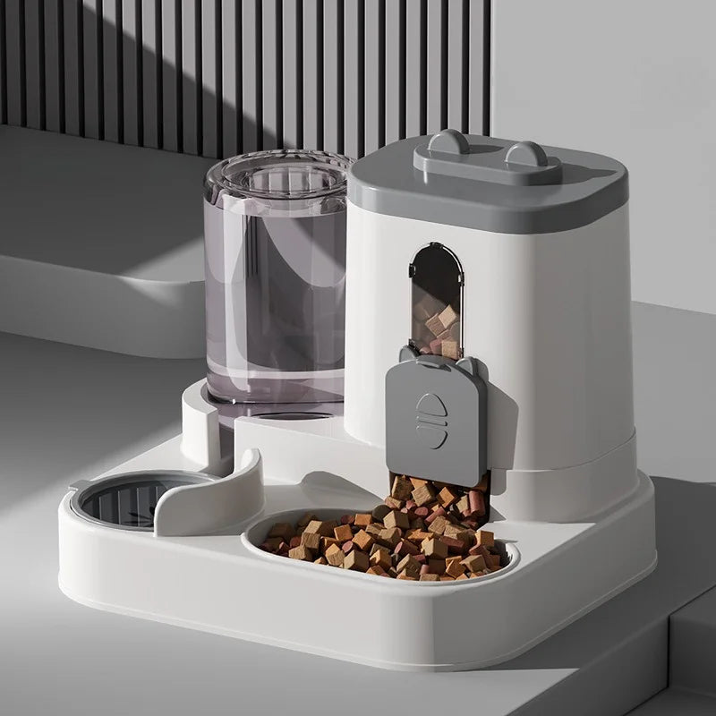 Comedero Automático para Gatos con Diseño Antiderrames y Fuente de Agua, Dispensador de Comida para Mascotas para Gatos y Perros Pequeños, Medianos y Grandes.