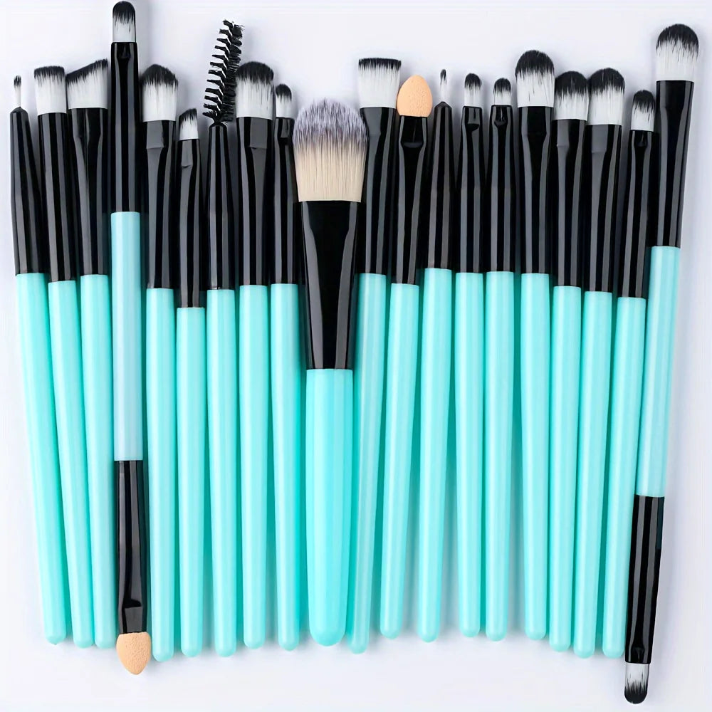 Set de Brochas de Maquillaje de 20 Piezas, Brochas Suaves y Esponjosas para Sombras de Ojos, Base Cosmética, Polvo, Iluminador, Herramienta de Belleza para Principiantes.