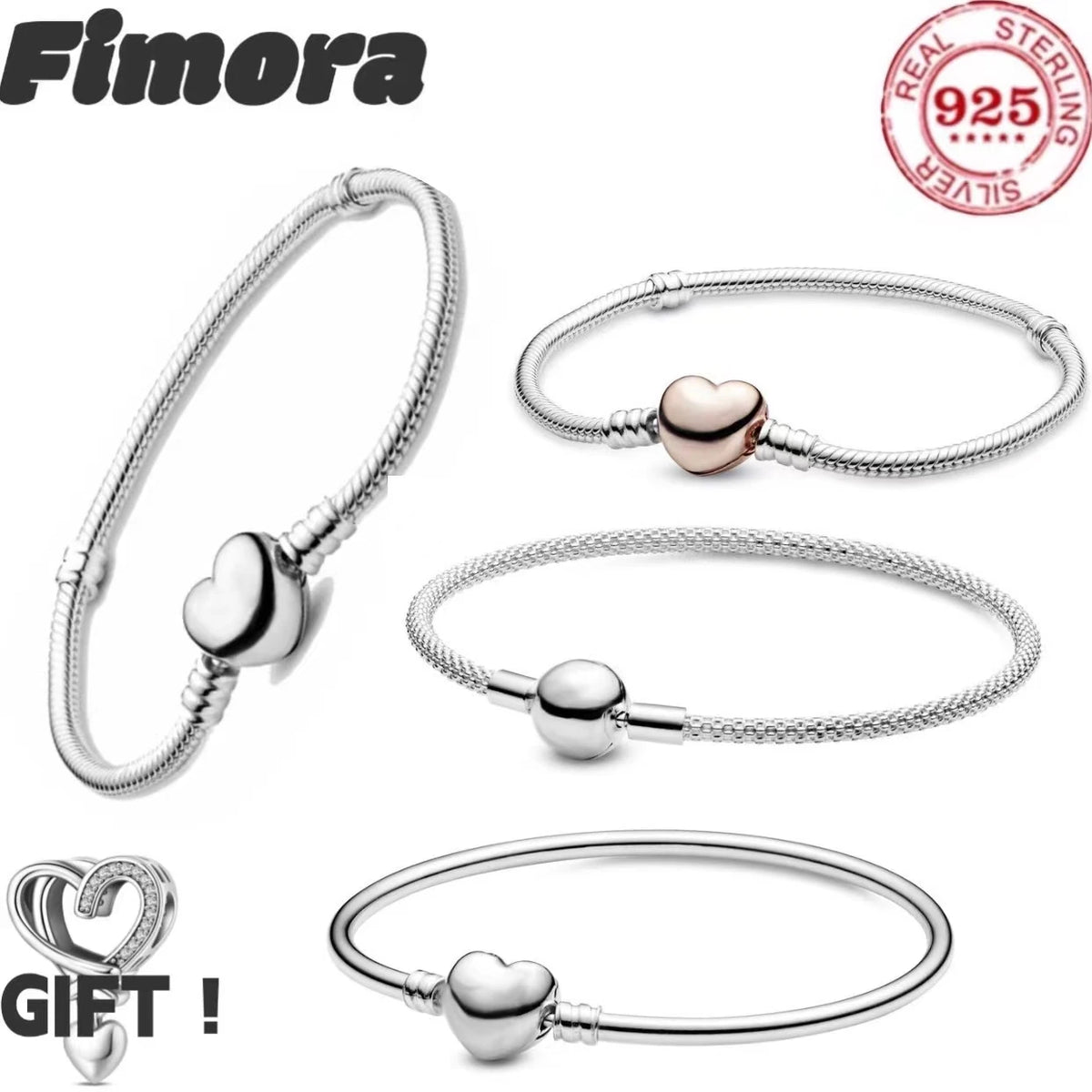 Pulsera de Plata de Ley 925 con Forma de Corazón, Diseño Circular y Moderno, para Mujer, Regalo de Cumpleaños.