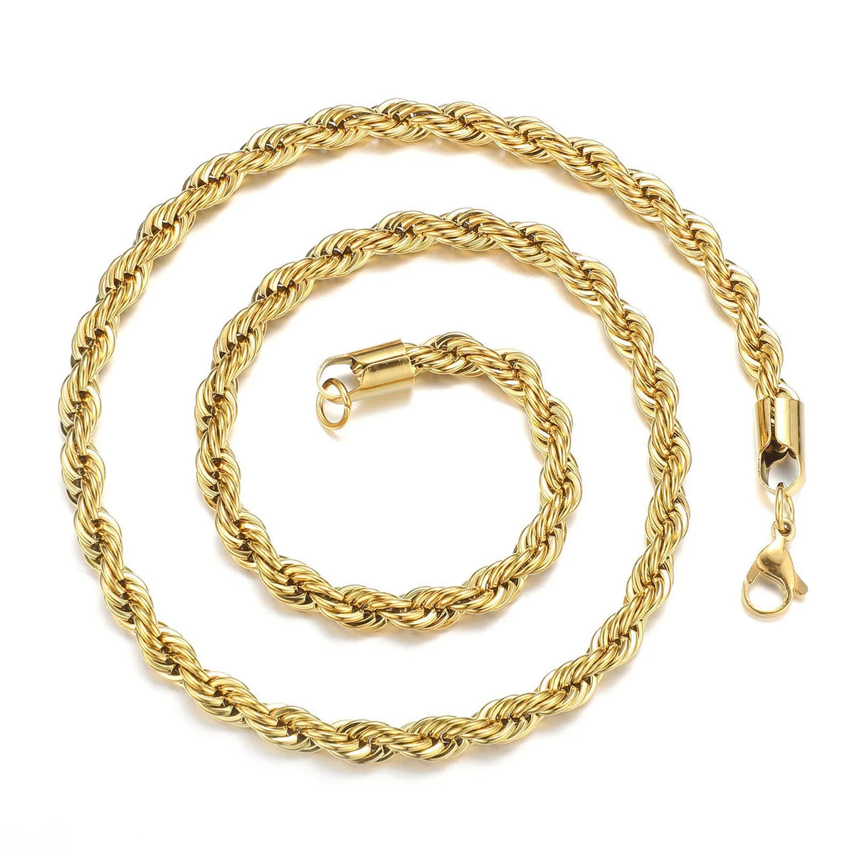 Collar de cadena de cuerda trenzada de acero inoxidable para hombres y mujeres Accesorios de joyería.