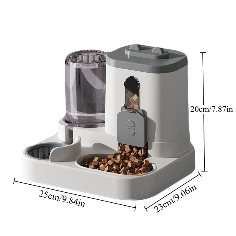 Comedero Automático para Gatos con Diseño Antiderrames y Fuente de Agua, Dispensador de Comida para Mascotas para Gatos y Perros Pequeños, Medianos y Grandes.