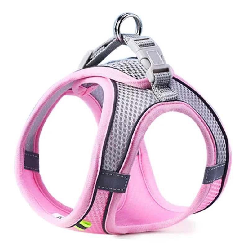 Arnés para perros y gatos, chaleco, conjunto de cuerda para el pecho, arnés ajustable transpirable reflectante para mascotas para perros pequeños y medianos, para caminar al aire libre.
