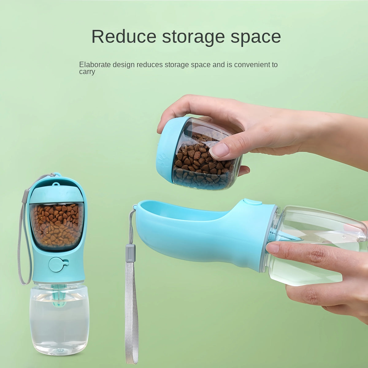 Botella de Agua Portátil para Perros y Gatos con Dispensador y Recipiente de Comida