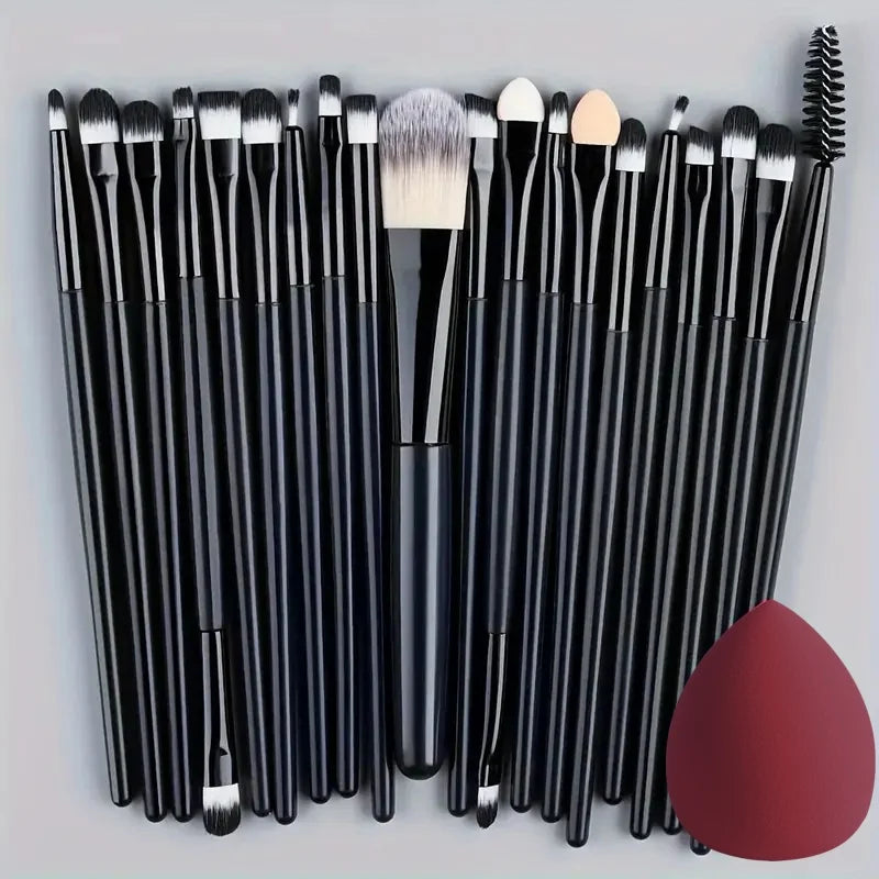 Set de Brochas de Maquillaje de 20 Piezas, Brochas Suaves y Esponjosas para Sombras de Ojos, Base Cosmética, Polvo, Iluminador, Herramienta de Belleza para Principiantes.