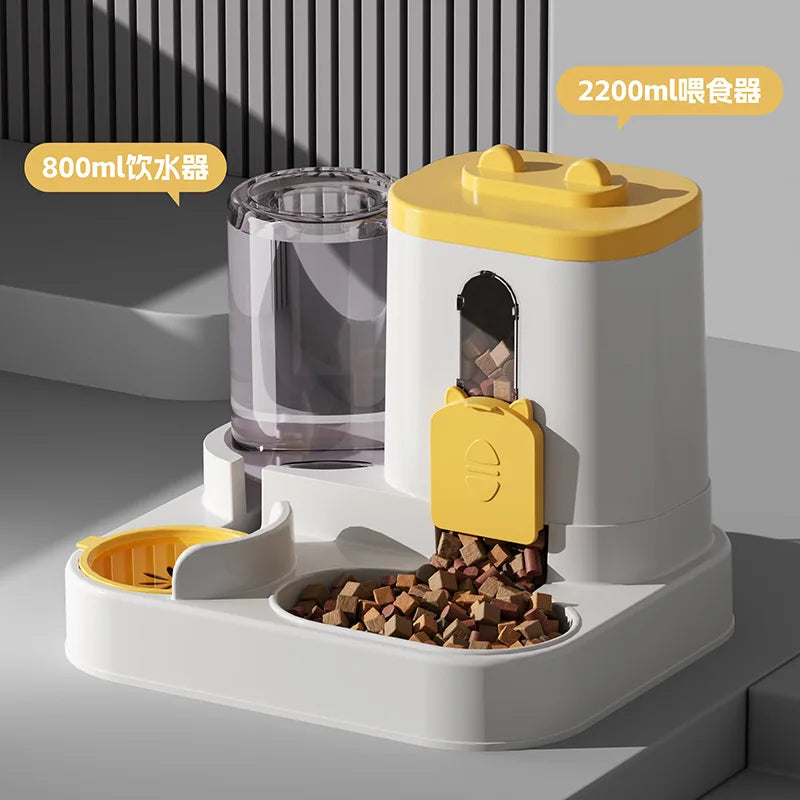 Comedero Automático para Gatos con Diseño Antiderrames y Fuente de Agua, Dispensador de Comida para Mascotas para Gatos y Perros Pequeños, Medianos y Grandes.