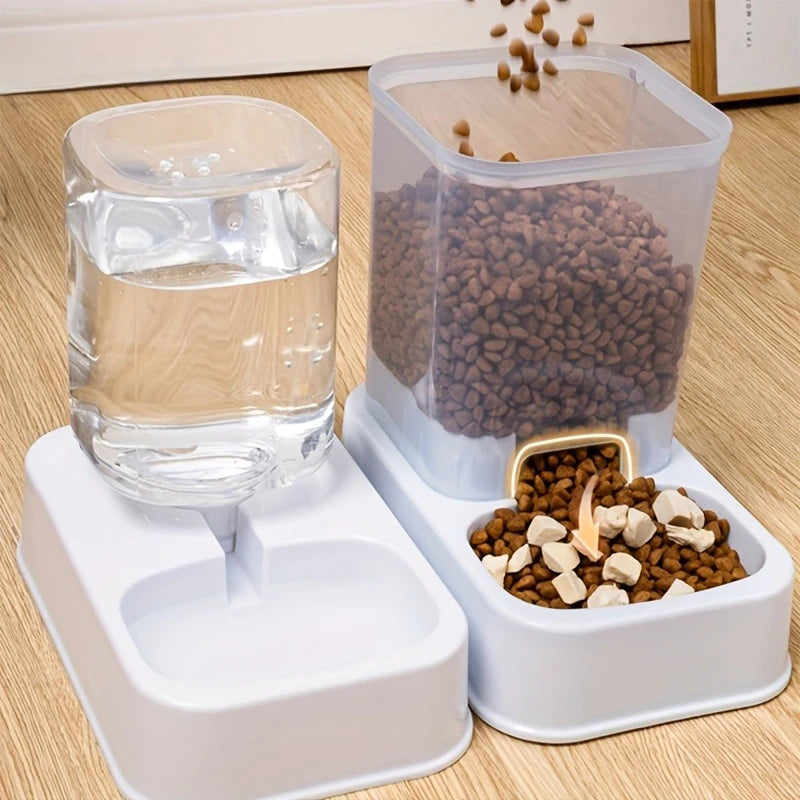 Comedero automático para perros y gatos con bebedero, juego de cuencos y bebederos para comida para mascotas, Control inteligente de porciones para perros y gatos, sin batería.