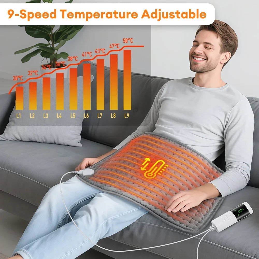 Almohadilla Calefactora Eléctrica 30x60cm | 9 Niveles de Temperatura y 4 Temporizadores