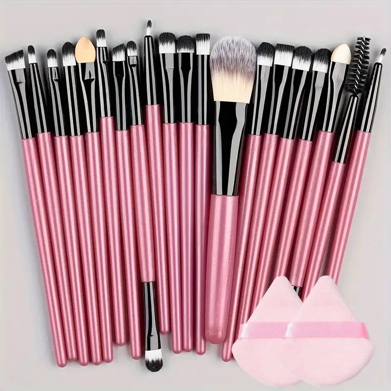 Set de Brochas de Maquillaje de 20 Piezas, Brochas Suaves y Esponjosas para Sombras de Ojos, Base Cosmética, Polvo, Iluminador, Herramienta de Belleza para Principiantes.