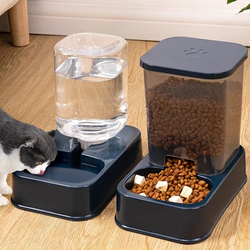 Comedero automático para perros y gatos con bebedero, juego de cuencos y bebederos para comida para mascotas, Control inteligente de porciones para perros y gatos, sin batería.