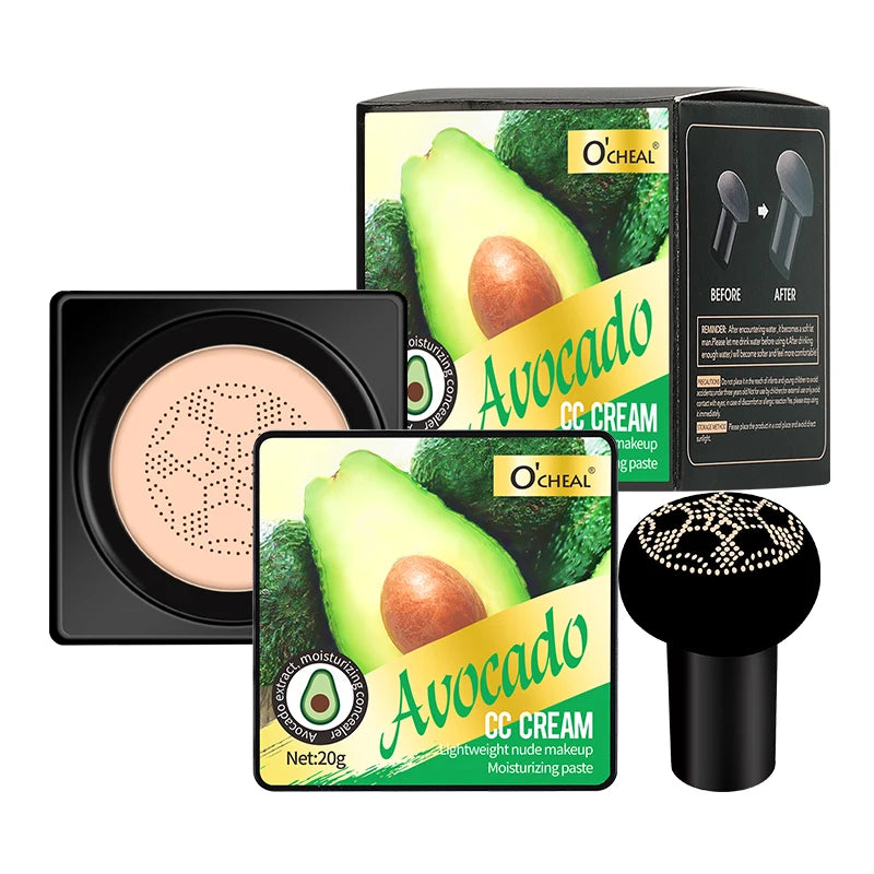 OCHEAL-crema BB con cabeza de hongo, Base de maquillaje facial, corrector, cojín compacto.