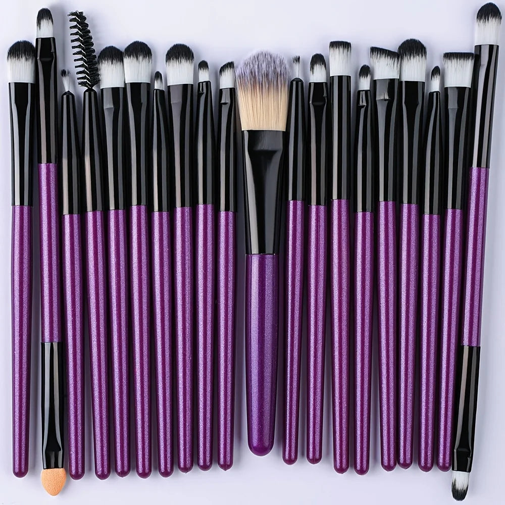 Set de Brochas de Maquillaje de 20 Piezas, Brochas Suaves y Esponjosas para Sombras de Ojos, Base Cosmética, Polvo, Iluminador, Herramienta de Belleza para Principiantes.