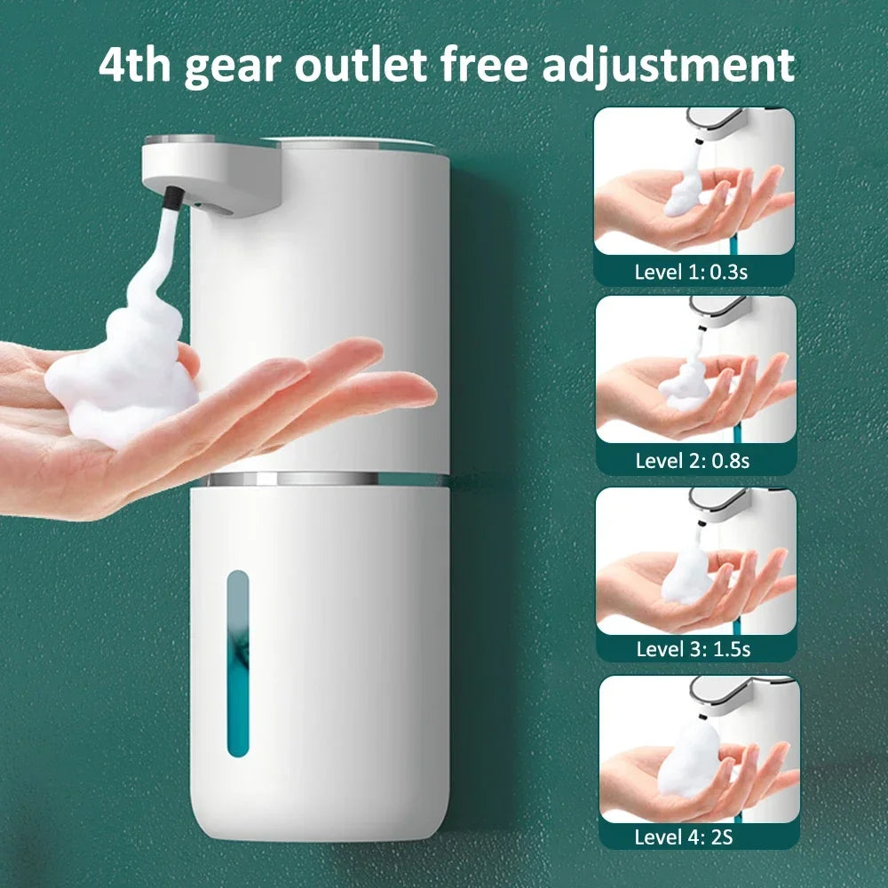 Dispensador de Jabón Automático Sin Contacto, Dispensador de Jabón Espumoso de 380 ml, Recargable por USB, Eléctrico, 4 Niveles, Producto Ecológico.
