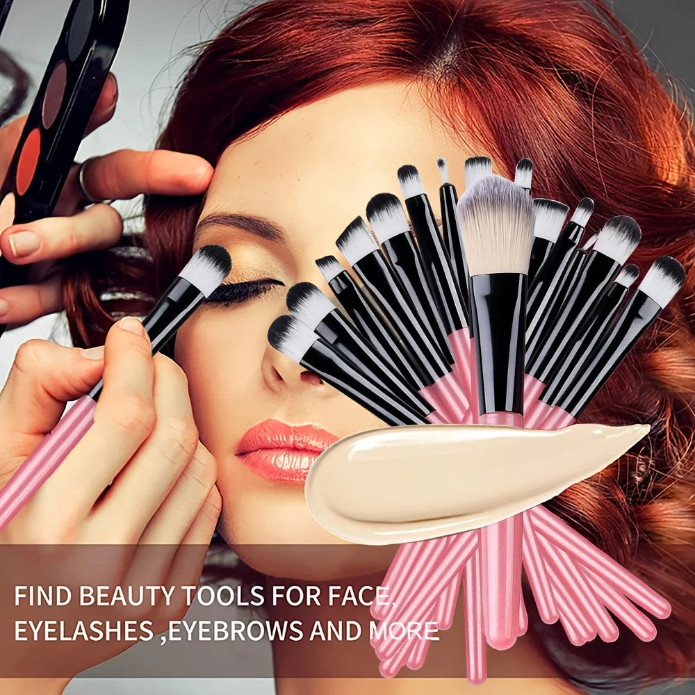 Set de Brochas de Maquillaje de 20 Piezas, Brochas Suaves y Esponjosas para Sombras de Ojos, Base Cosmética, Polvo, Iluminador, Herramienta de Belleza para Principiantes.