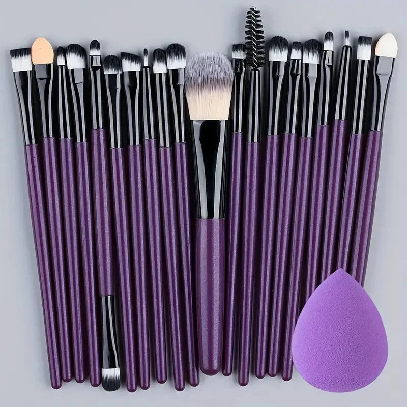 Set de Brochas de Maquillaje de 20 Piezas, Brochas Suaves y Esponjosas para Sombras de Ojos, Base Cosmética, Polvo, Iluminador, Herramienta de Belleza para Principiantes.