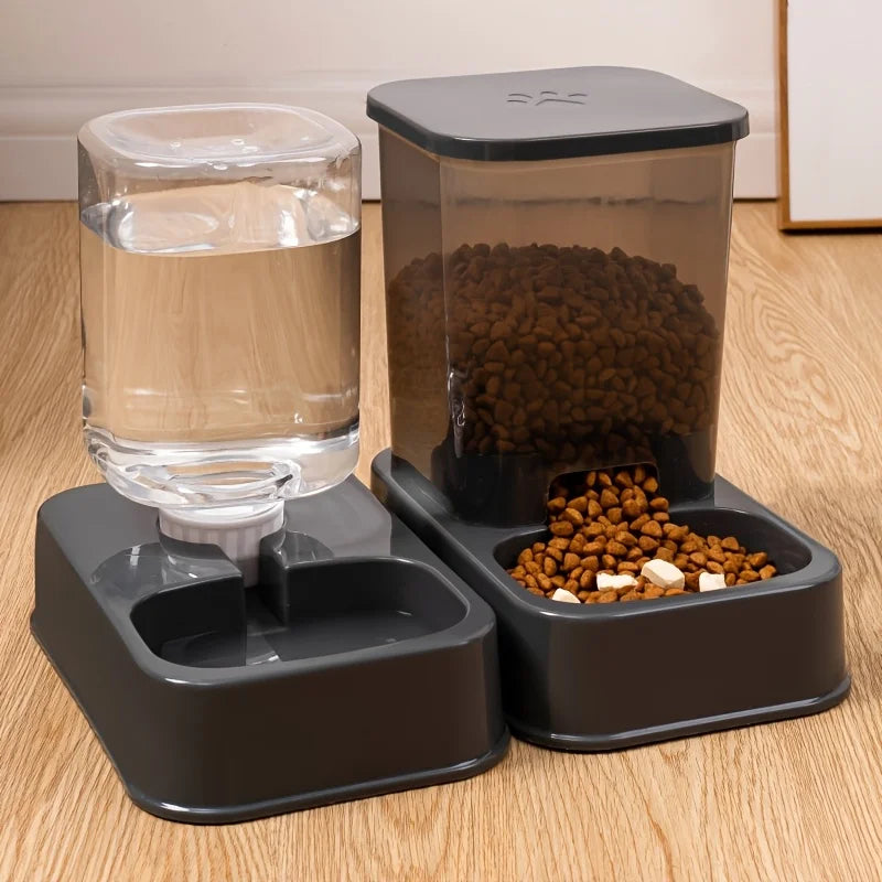 Comedero automático para perros y gatos con bebedero, juego de cuencos y bebederos para comida para mascotas, Control inteligente de porciones para perros y gatos, sin batería.