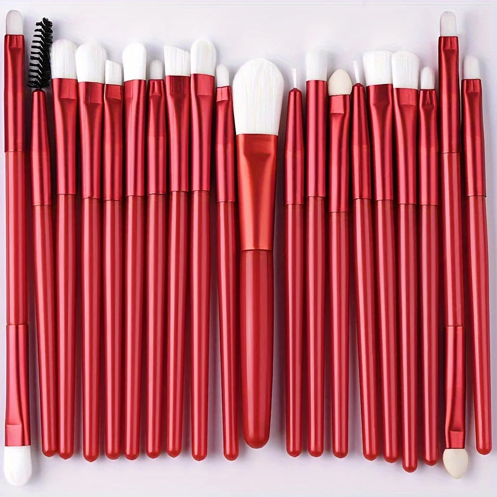 Set de Brochas de Maquillaje de 20 Piezas, Brochas Suaves y Esponjosas para Sombras de Ojos, Base Cosmética, Polvo, Iluminador, Herramienta de Belleza para Principiantes.