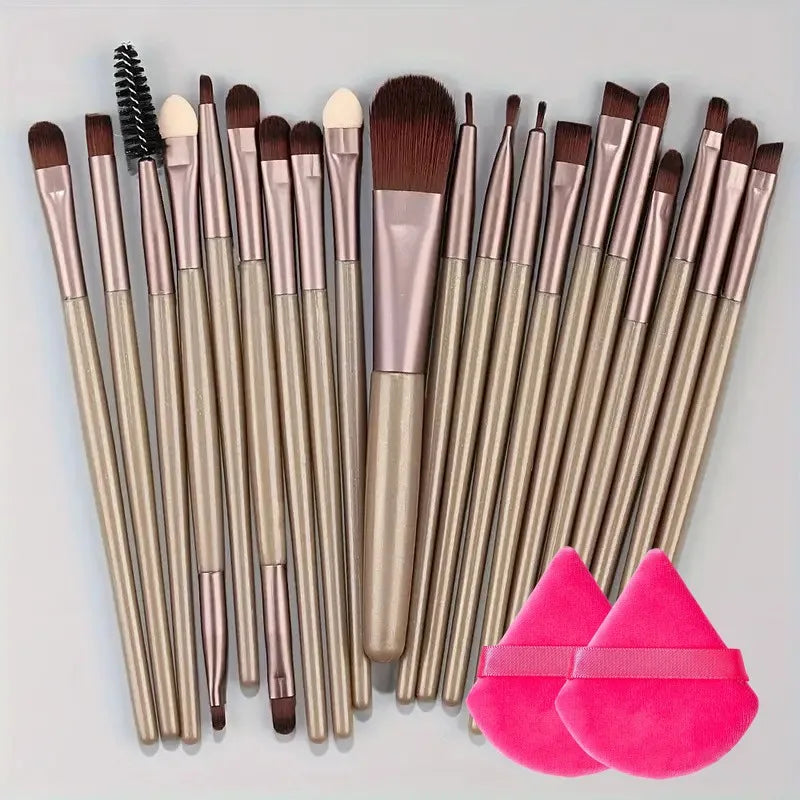 Set de Brochas de Maquillaje de 20 Piezas, Brochas Suaves y Esponjosas para Sombras de Ojos, Base Cosmética, Polvo, Iluminador, Herramienta de Belleza para Principiantes.
