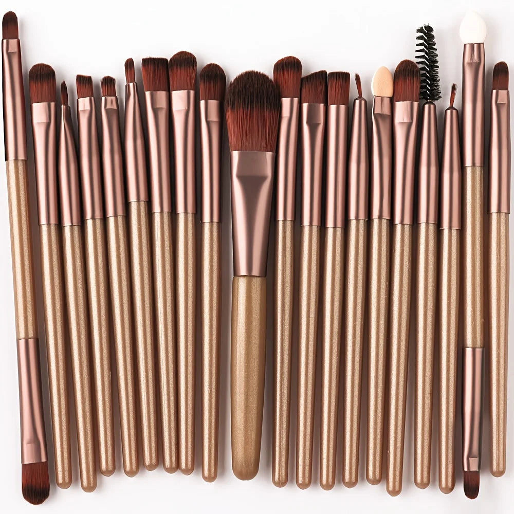 Set de Brochas de Maquillaje de 20 Piezas, Brochas Suaves y Esponjosas para Sombras de Ojos, Base Cosmética, Polvo, Iluminador, Herramienta de Belleza para Principiantes.