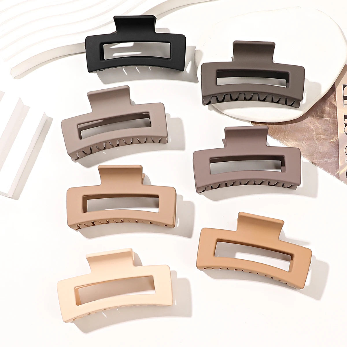 7 Uds. Pinzas en forma de garra para el pelo cuadradas medianas de 3,4 "para mujer, pelo grueso y fino, pinzas de mandíbula de plátano mate de sujeción fuerte, accesorios para el cabello.