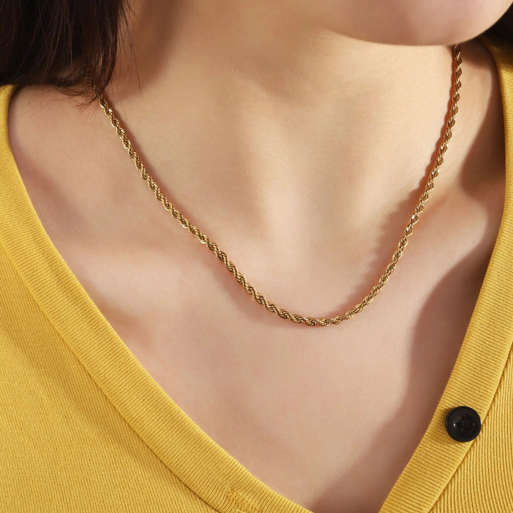 Collar de cadena de cuerda trenzada de acero inoxidable para hombres y mujeres Accesorios de joyería.