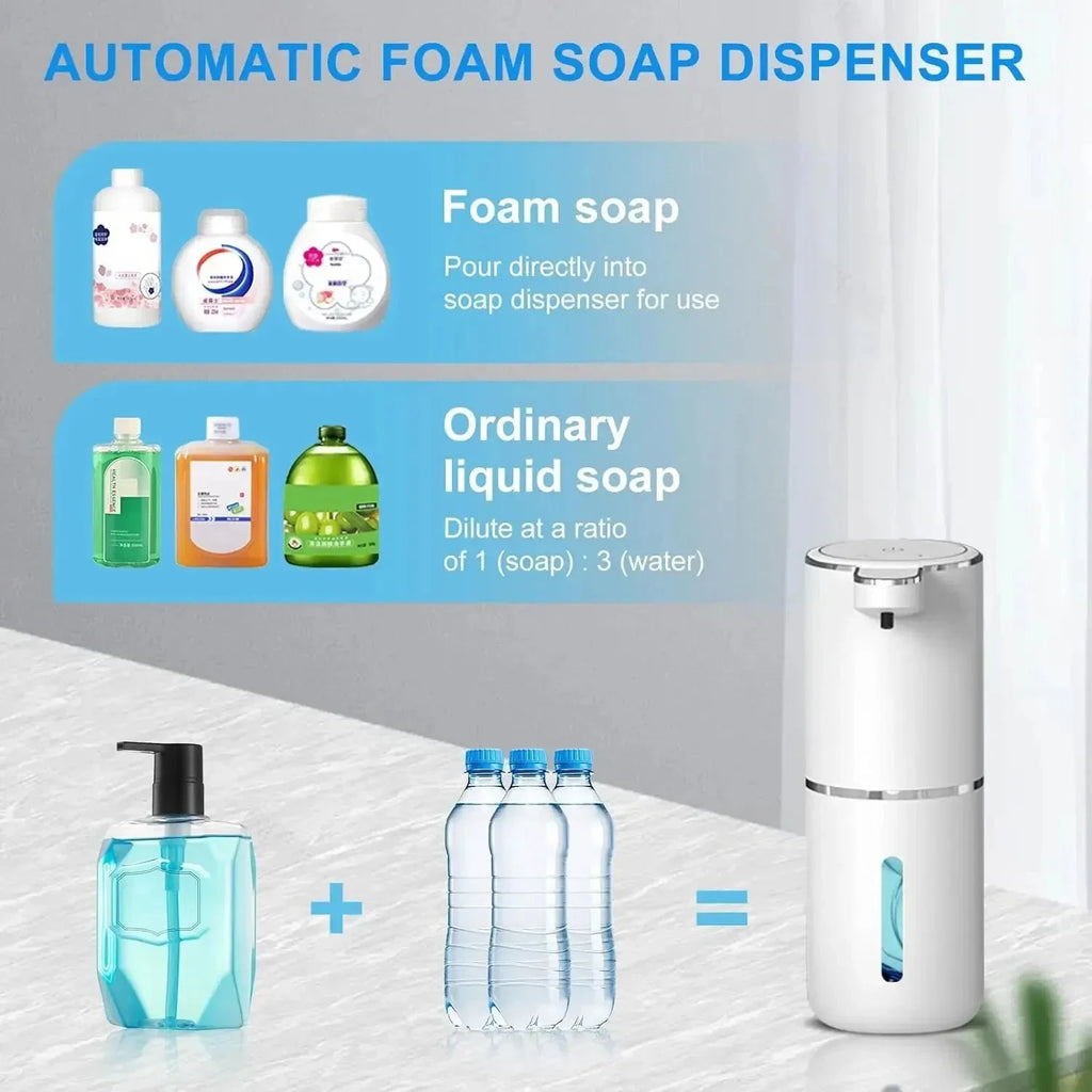 Dispensador de Jabón Automático Sin Contacto, Dispensador de Jabón Espumoso de 380 ml, Recargable por USB, Eléctrico, 4 Niveles, Producto Ecológico.