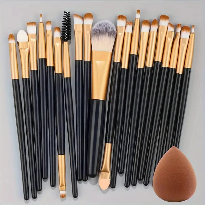 Set de Brochas de Maquillaje de 20 Piezas, Brochas Suaves y Esponjosas para Sombras de Ojos, Base Cosmética, Polvo, Iluminador, Herramienta de Belleza para Principiantes.